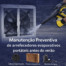 Manutenção preventiva de arrefecedor evaporativo portátil em ambiente industrial, limpeza do equipamento antes do verão para melhorar o desempenho, garantir higiene e prolongar a vida útil.