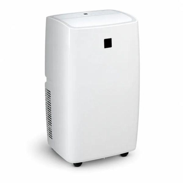 Aire acondicionado FDP 35 y aire acondicionado FDP 41: equipo portátil blanco con pantalla frontal negra, panel superior, rejilla lateral y ruedas.