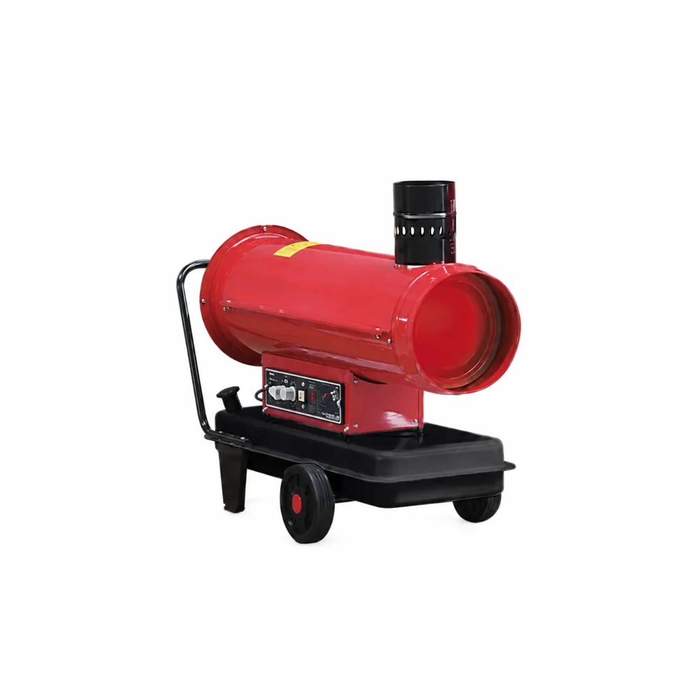Generador G-STAR COMFORT EC 22. Carcasa cilíndrica roja con chimenea negra superior, panel de mandos, depósito negro y ruedas.