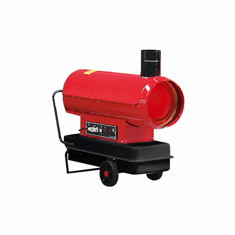 Generador G-STAR COMFORT EC 32. Carcasa cilíndrica roja con chimenea negra superior, panel de mandos, depósito negro y ruedas.