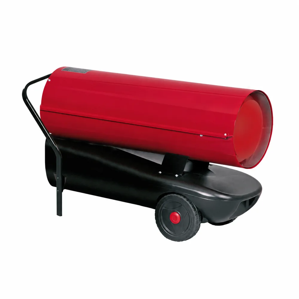 Generador JETZ GE 46. Carcasa tubular roja sobre depósito negro, asa posterior y ruedas con centros rojos.