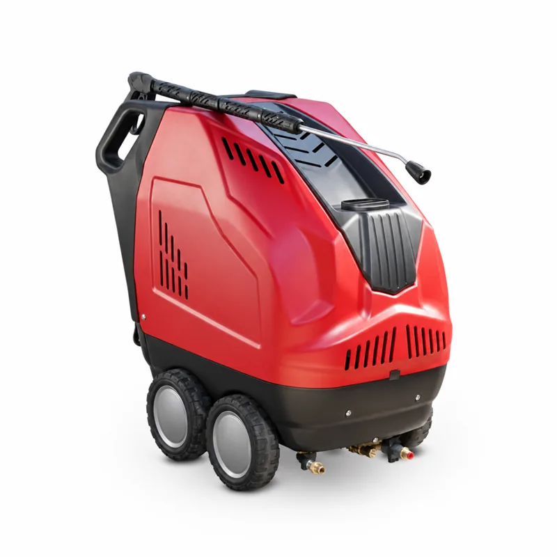 STARJET 200/21 TS: Hidrolimpiadora roja y negra con asa posterior, ruedas y lanza sobre la parte superior.