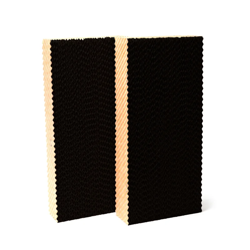 PORTACOOL PACHTB230K: conjunto de 2 paneles evaporativos rectangulares marrones, con superficie frontal oscura y estructura corrugada.