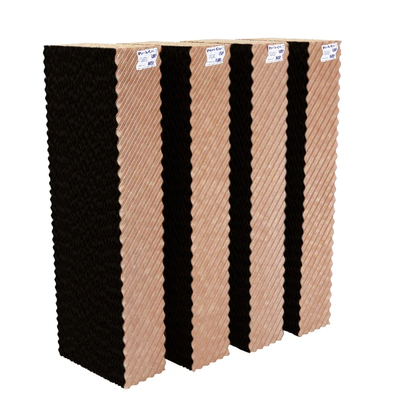 PORTACOOL PACHTB250K: conjunto de 4 paneles evaporativos rectangulares marrones, con superficie frontal oscura y estructura corrugada.